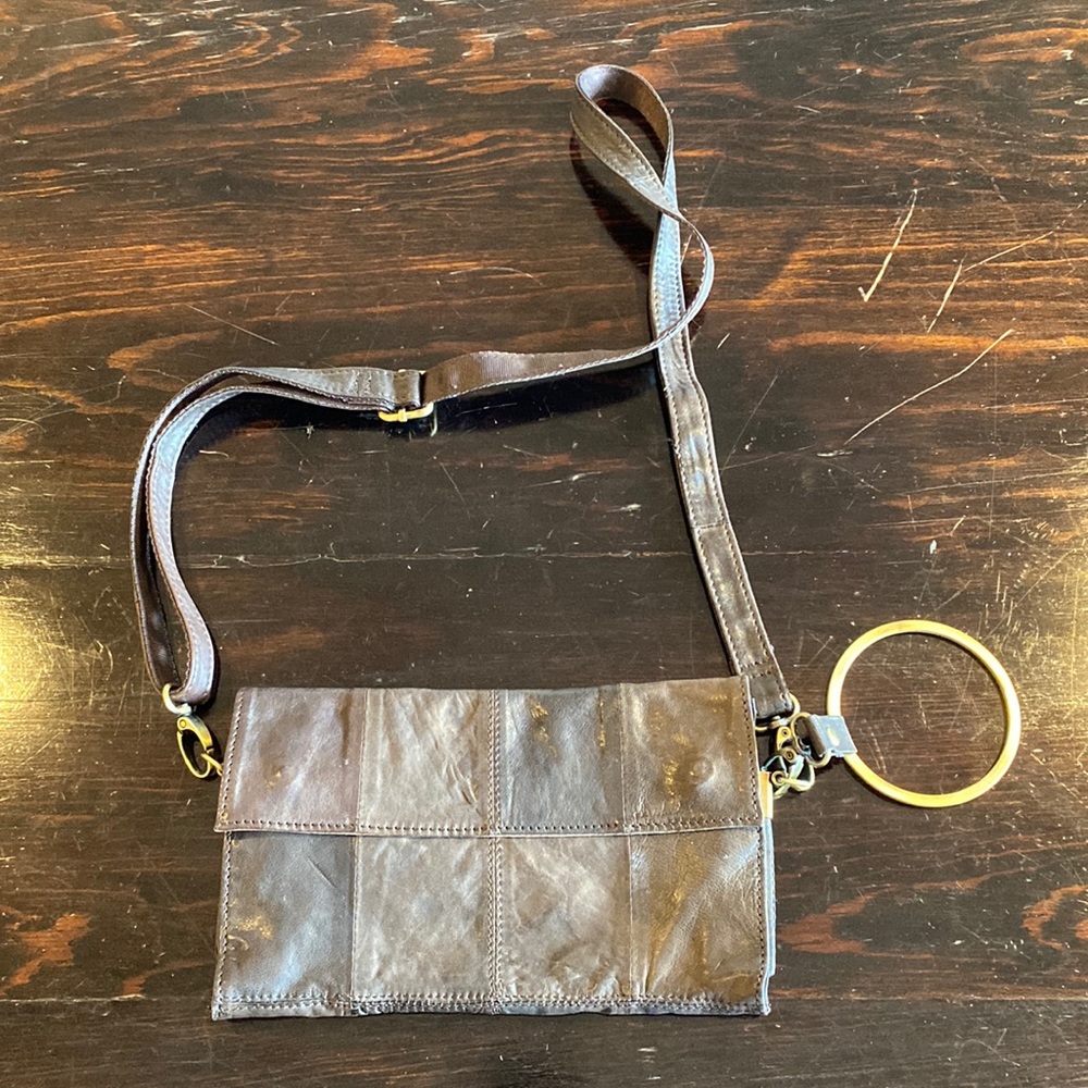Brown crossbody wallet / wristlet / pouch